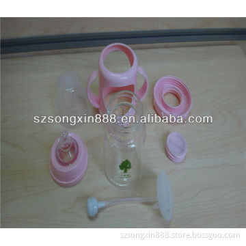 150ml BPA free wide neck silicone/glass baby bottle